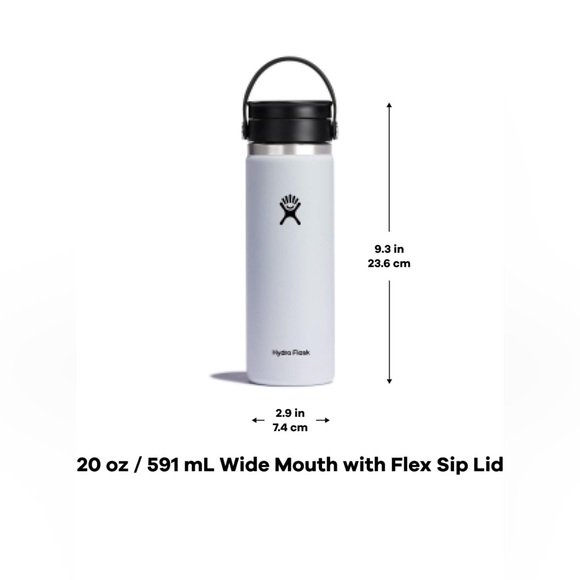 WHITE Hydro Flask Stainless Steel Wide Mouth Bottle - Picture 4 of 4